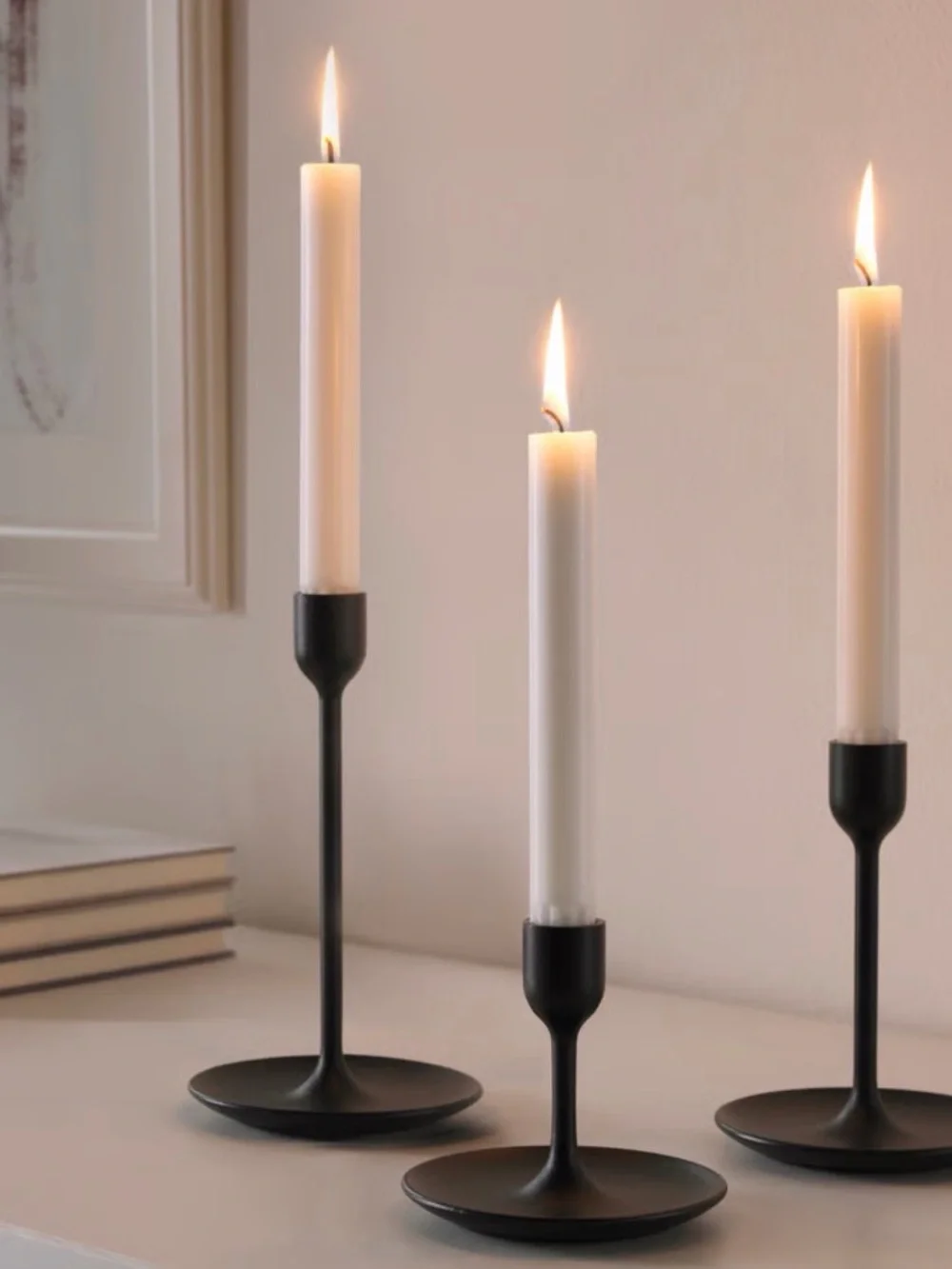 IKEA ULLTALIG Black Matte Metal Candleholder Trio